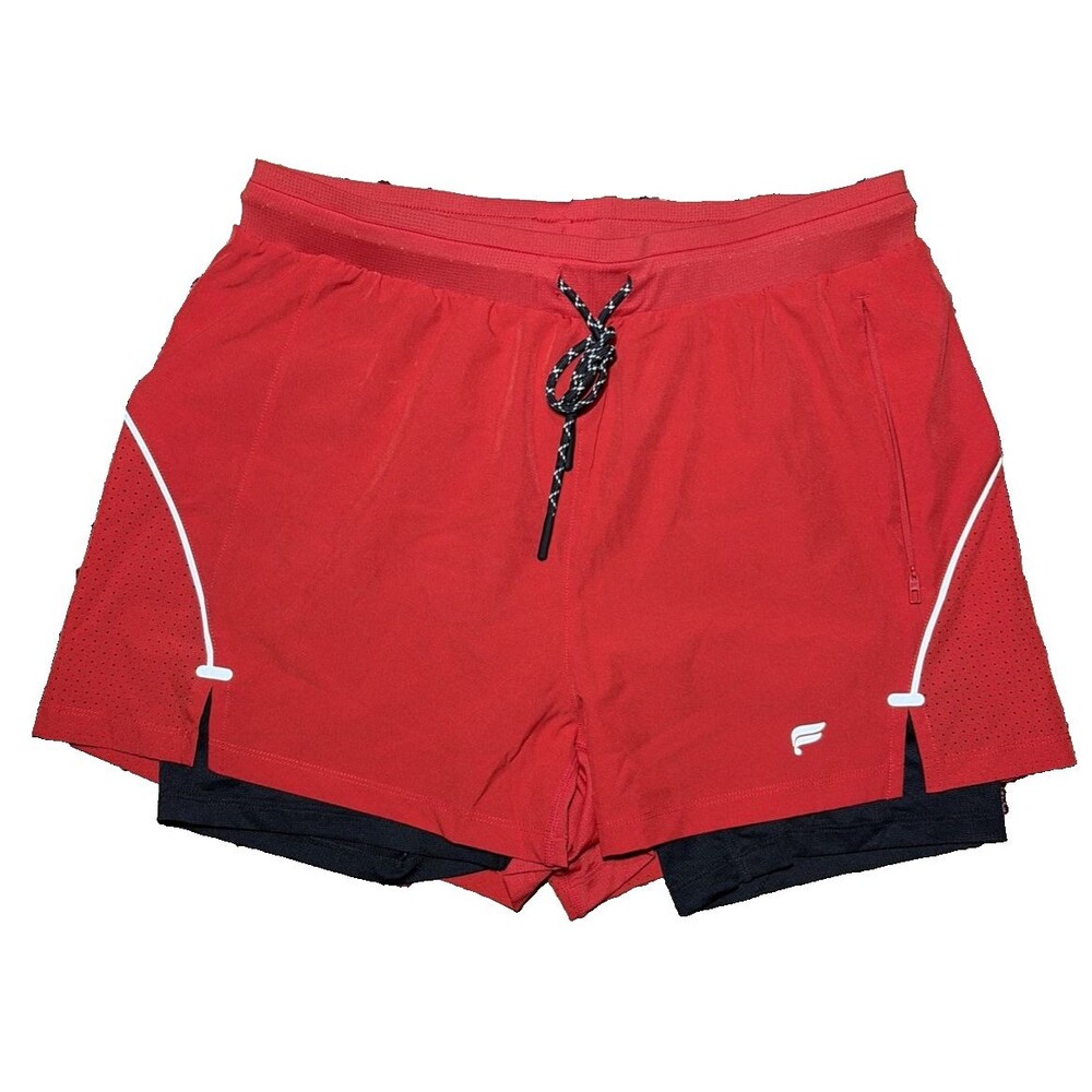 Fabletics Men’s The Kadence Short Lined Heated Red/Black Medium Athletic